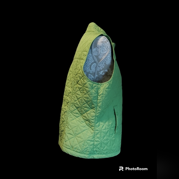 Talbots Petites Quilted Lime Green Vest Women's Size L - Picture 4 of 10